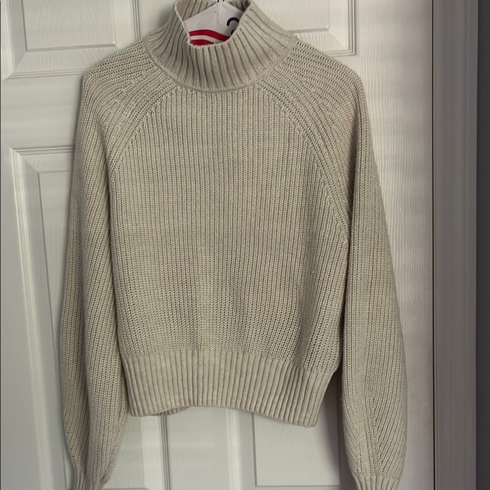 H&M Cream Chunky Knit Turtleneck Sweater